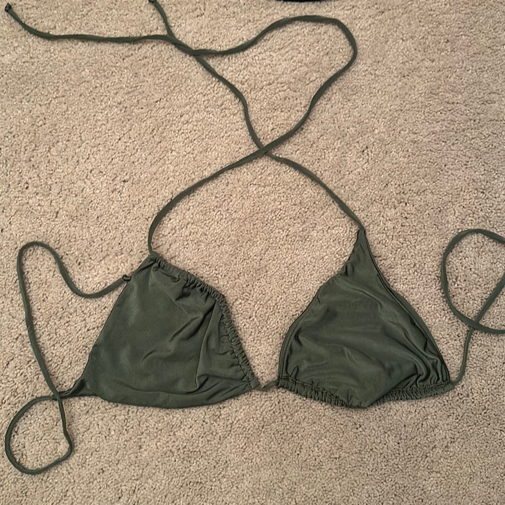 Good American Olive Green Bikini Top